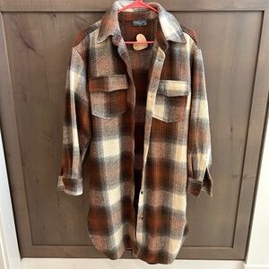 Sweet Lovely by Jen Plaid Shacket Duster Button Front